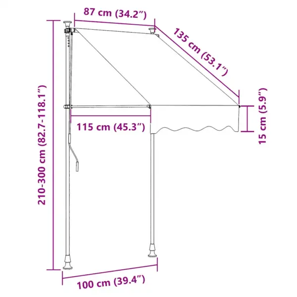 Sissetõmmatav akna- ja rõduvarikatus vändaga, sinivalge triibuline, laius 100 cm – 8