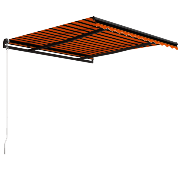 Käsitsi sissetõmmatav terrassivarikatus, 300 x 250 cm, oranž-pruun kangas, hall alumiiniumraam – 3