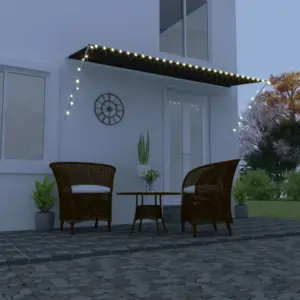 Sissetõmmatav seinavarikatus LED-valgustusega, antratsiithall, 400 x 150 cm