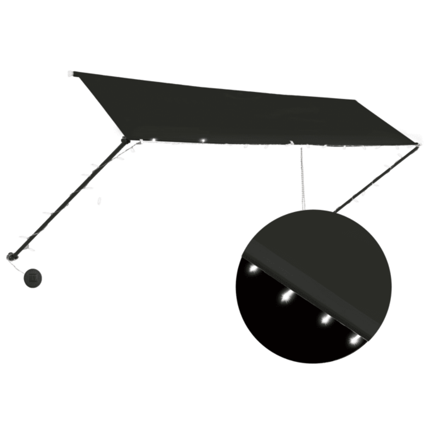 Sissetõmmatav seinavarikatus LED-valgustusega, antratsiithall, 400 x 150 cm – 2