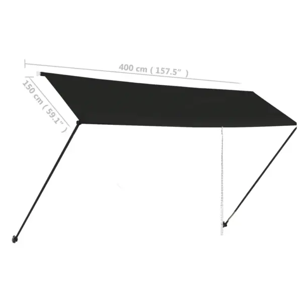 Sissetõmmatav seinavarikatus LED-valgustusega, antratsiithall, 400 x 150 cm – 9