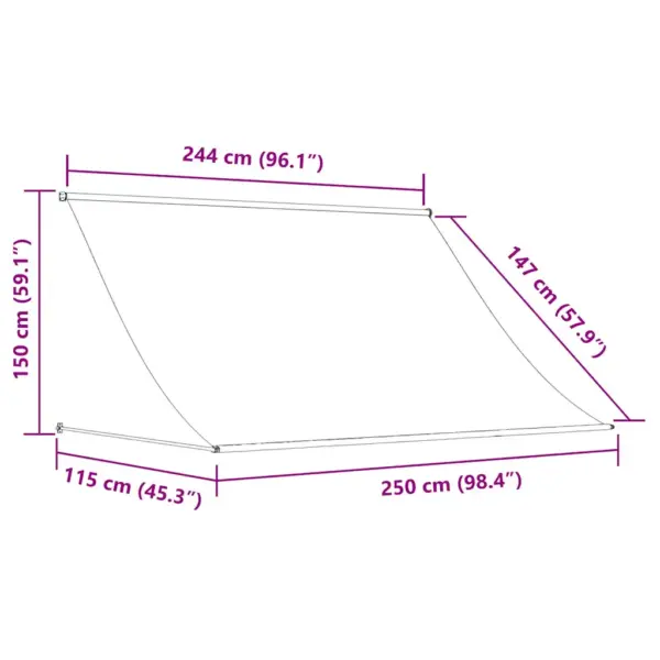 Sissetõmmatav varikatus aknale ja terrassile, 250 x 150 cm, kollane ja valge – 8