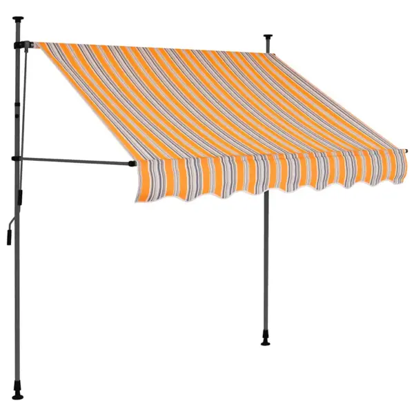 Käsitsi sissetõmmatav varikatus LED-valgustusega, 200 cm, kollane-sinine – 2