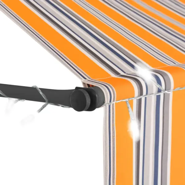 Käsitsi sissetõmmatav varikatus LED-valgustusega, 200 cm, kollane-sinine – 4