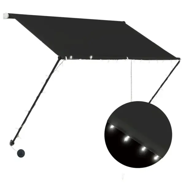 Sissetõmmatav terrassi- ja aknavarikatus LED-valgustusega, 200 x 150 cm, antratsiithall – 2