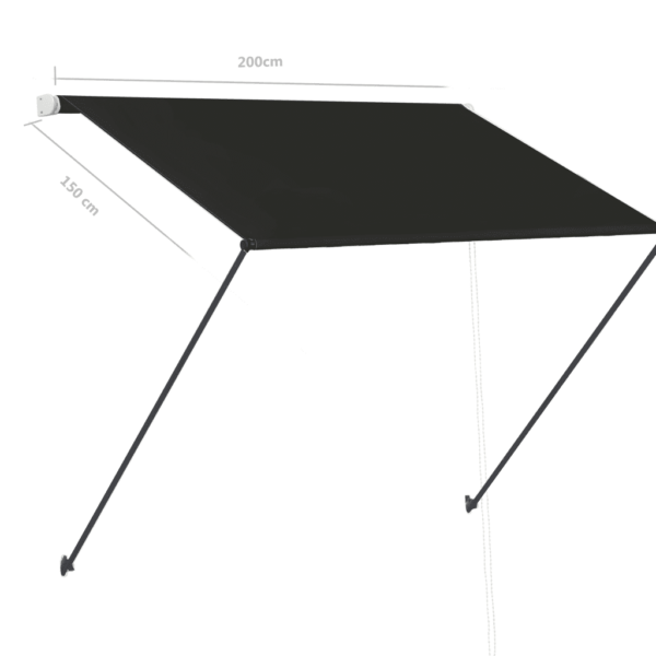 Sissetõmmatav terrassi- ja aknavarikatus LED-valgustusega, 200 x 150 cm, antratsiithall – 9