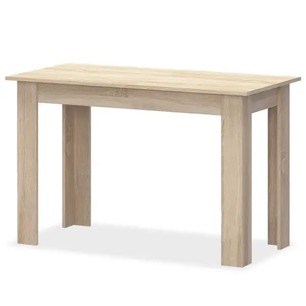 Söögilaud 120 x 59 cm ja 2 pinki, 3-osaline komplekt, tammekarva tehispuit – 3