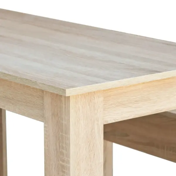 Söögilaud 120 x 59 cm ja 2 pinki, 3-osaline komplekt, tammekarva tehispuit – 5