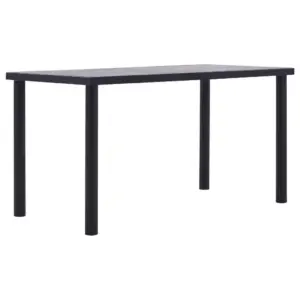 Söögilaud musta metallraamiga, betoonhall MDF-plaadiga, 140 x 70 x 75 cm