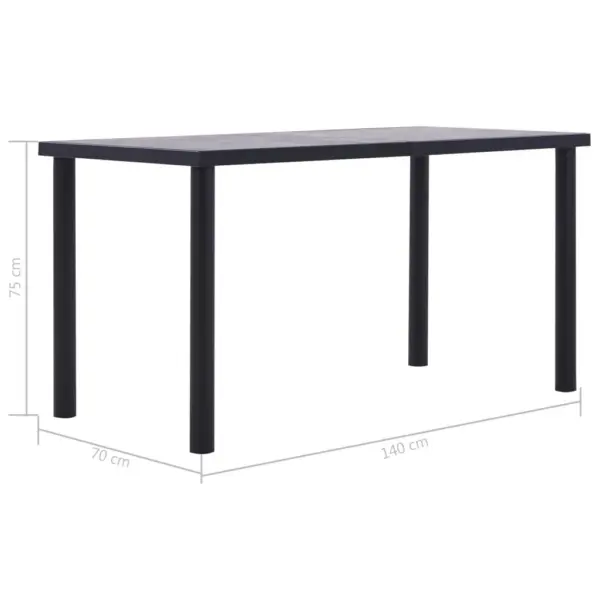 Söögilaud musta metallraamiga, betoonhall MDF-plaadiga, 140 x 70 x 75 cm – 5