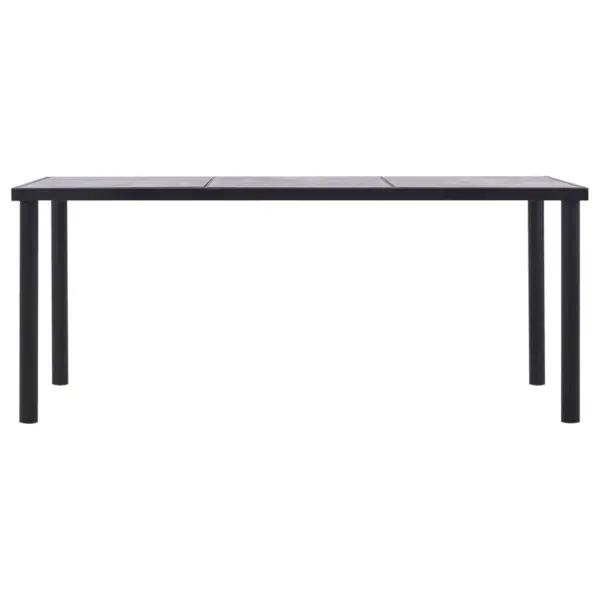 Ristkülikukujuline söögilaud musta metallraamiga, must ja betoonhall MDF, 180 x 90 x 75 cm – 2