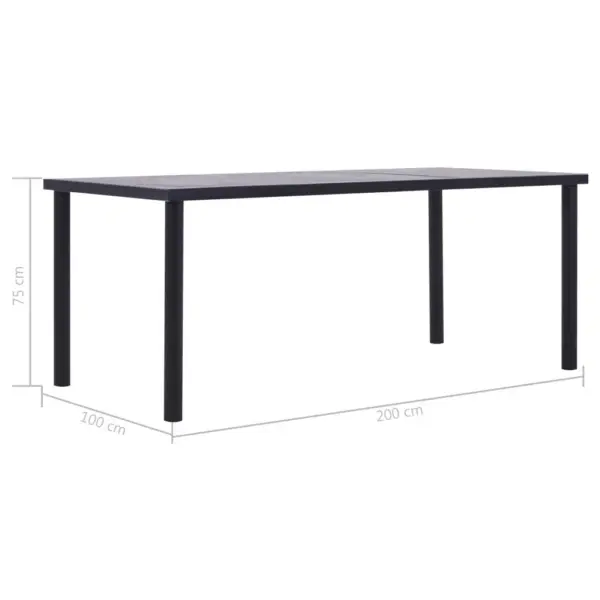 Söögilaud musta metallraamiga, betoonhalli MDF-plaadiga, 200 x 100 x 75 cm – 5