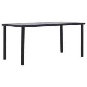 Söögilaud musta metallraamiga, betoonhall MDF, 160 x 80 x 75 cm