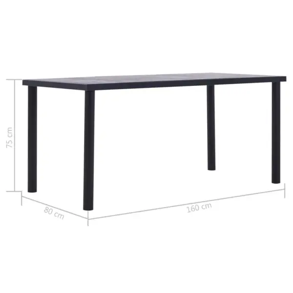 Söögilaud musta metallraamiga, betoonhall MDF, 160 x 80 x 75 cm – 5