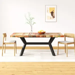 Industriaalstiilis söögilaud taastatud puidust ja terasristiga, 180 x 90 cm