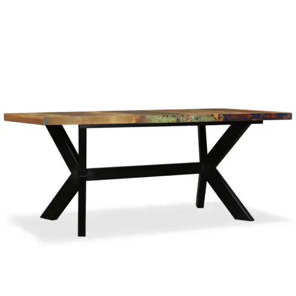 Industriaalstiilis söögilaud taastatud puidust ja terasristiga, 180 x 90 cm – 3