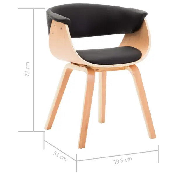 Söögitool kunstnahast polstriga, must ja pruun painutatud puitraam, 59,5 x 51 x 72 cm – 6