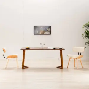 Kreemjasvalged söögitoolid painutatud puidust raamiga, kunstnahk, 2 tk