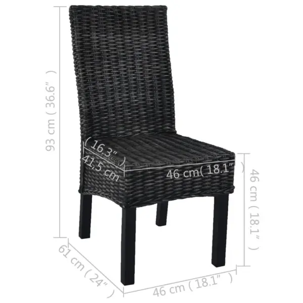 Söögitoolid 2 tk, must Kubu-rotang ja mahagonpuit, 46 x 61 x 93 cm – 8