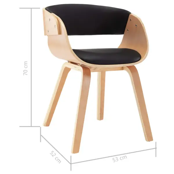 Söögitoolid 2 tk, must kunstnahk ja painutatud puit, 53 x 52 x 70 cm – 7
