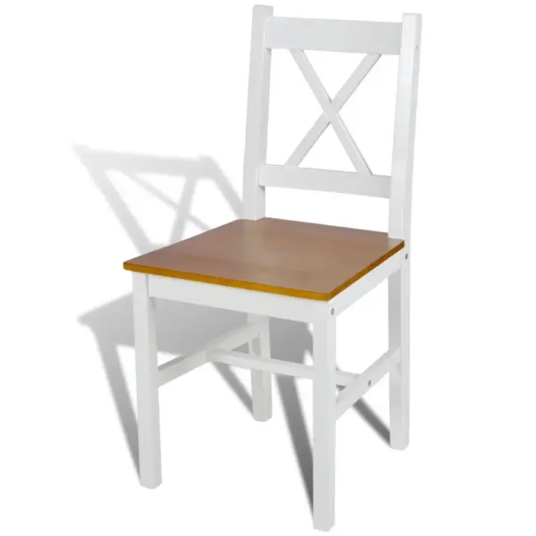 Männipuidust söögitoolid 2 tk, valge ja naturaalne, 41,5 x 45,5 x 85,5 cm – 3