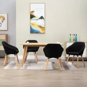 Polsterdatud söögitoolid käetugedega, 4 tk, must kangas, metall- ja puidust jalad, 62 x 54 x 83,5 cm