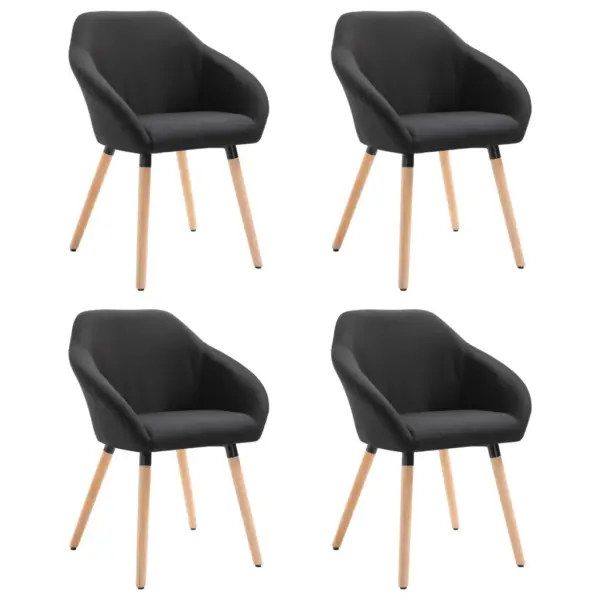 Polsterdatud söögitoolid käetugedega, 4 tk, must kangas, metall- ja puidust jalad, 62 x 54 x 83,5 cm – 2