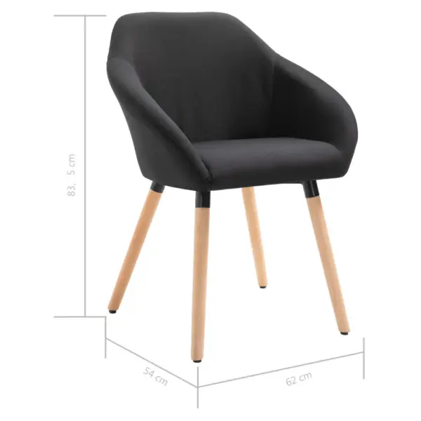 Polsterdatud söögitoolid käetugedega, 4 tk, must kangas, metall- ja puidust jalad, 62 x 54 x 83,5 cm – 8