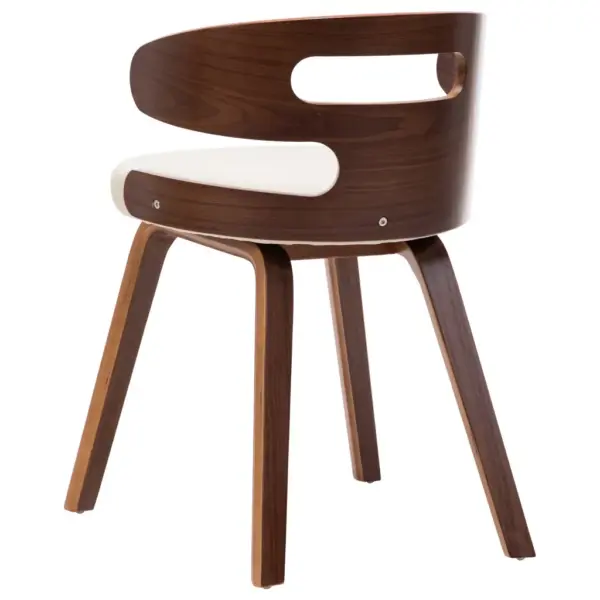 Söögitoolid 6 tk, kreemjasvalge kunstnahk, painutatud puitraam – 5