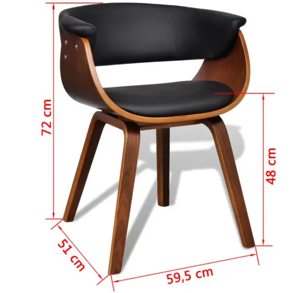 Söögitoolid 6 tk, must kunstnahk ja pruun painutatud puitraam, 59,5 x 51 x 72 cm – 8