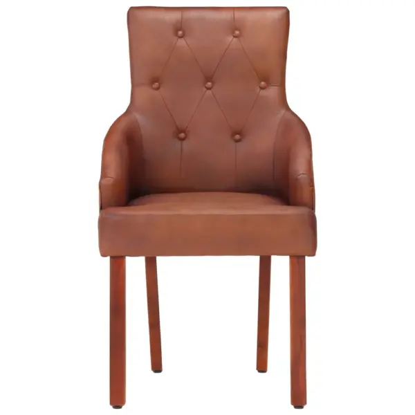 Pruunid söögitoolid käetugedega, ehtsast kitsenahast, 6 tk – 3