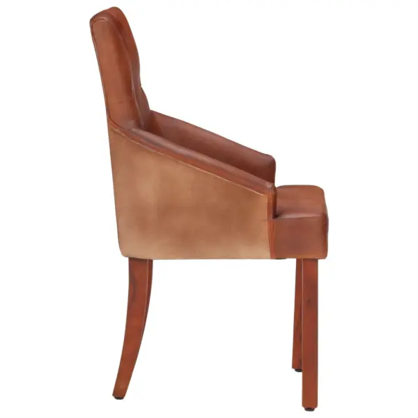 Pruunid söögitoolid käetugedega, ehtsast kitsenahast, 6 tk – 4