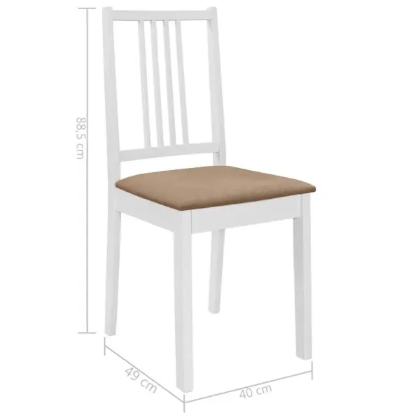 Söögitoolid istmepatjadega, 6 tk, valge ja kreemjas, toekas puit, 40 x 49 x 88,5 cm – 7