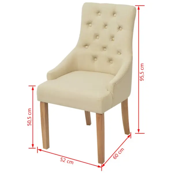 Kreemjasvalged käetugedega söögitoolid, tammepuidust jalgadega, 6 tk, 52 x 60 x 95,5 cm – 6