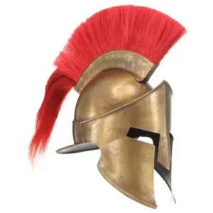 Antiikstiilis Sparta LARP-kiiver, messinguvärvi poleeritud teras, 29 x 21 x 40 cm
