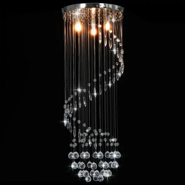 Spiraalne kristallhelmestega laelamp, hõbedane, G9, 30 x 80 cm – 2