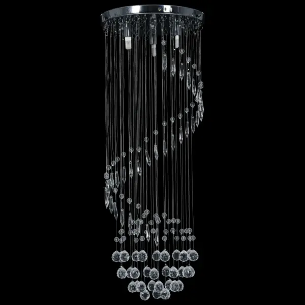 Spiraalne kristallhelmestega laelamp, hõbedane, G9, 30 x 80 cm – 3