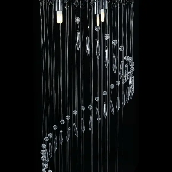 Spiraalne kristallhelmestega laelamp, hõbedane, G9, 30 x 80 cm – 4