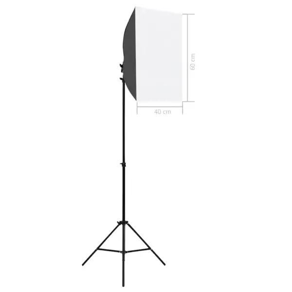 Professionaalne stuudiovalgustite komplekt softboxidega, 2 tk, 40 x 60 cm, terasest statiividega, must - 6