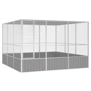 Suur välilinnupuur lukustatava uksega, hall tsingitud teras, 302,5 x 324,5 x 211,5 cm