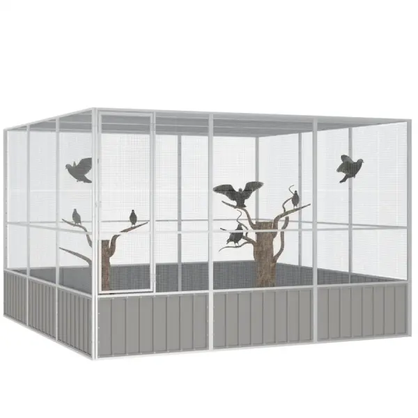Suur välilinnupuur lukustatava uksega, hall tsingitud teras, 302,5 x 324,5 x 211,5 cm - 2
