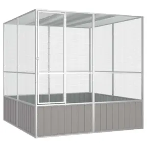 Suur välilinnumaja lindla, hall, tsingitud teras, 213,5 x 217,5 x 211,5 cm