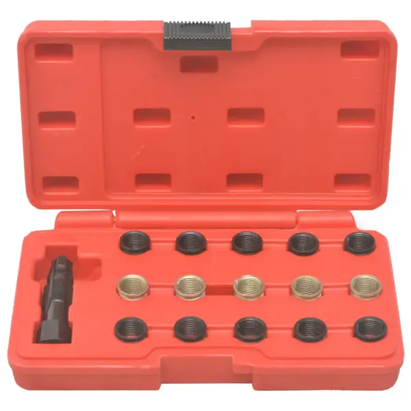 16-osaline süüteküünla keermeparanduskomplekt M14 x 1,25, süsinikteras, punases kohvris - 2