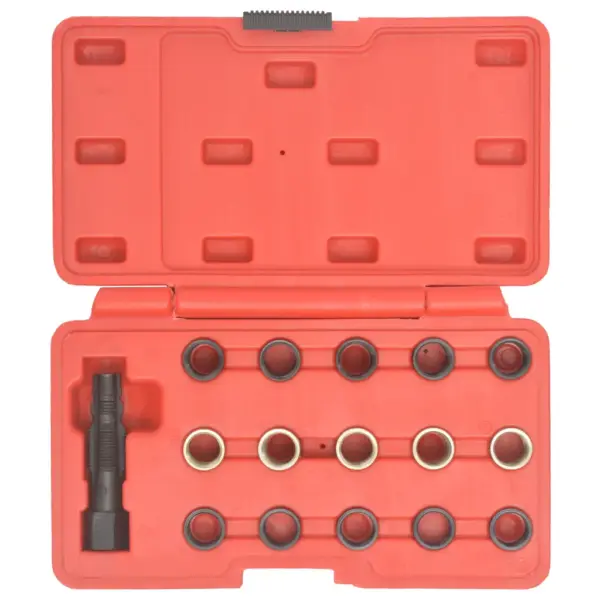 16-osaline süüteküünla keermeparanduskomplekt M14 x 1,25, süsinikteras, punases kohvris - 3