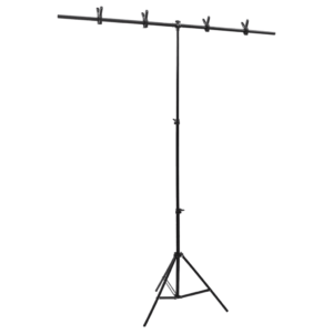 T-kujuline fototausta statiiv, reguleeritav, must metall, 151 x 60 x (70–200) cm