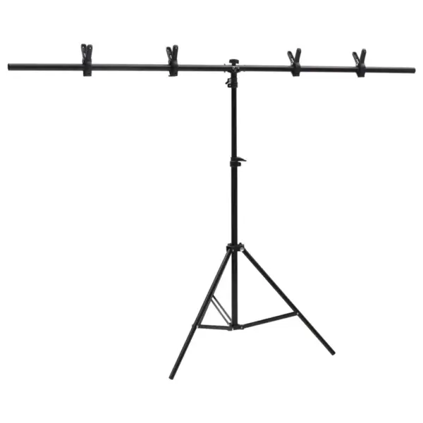T-kujuline fototausta statiiv, reguleeritav, must metall, 151 x 60 x (70–200) cm – 2