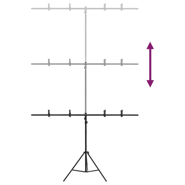 T-kujuline fototausta statiiv, reguleeritav, must metall, 151 x 60 x (70–200) cm – 5