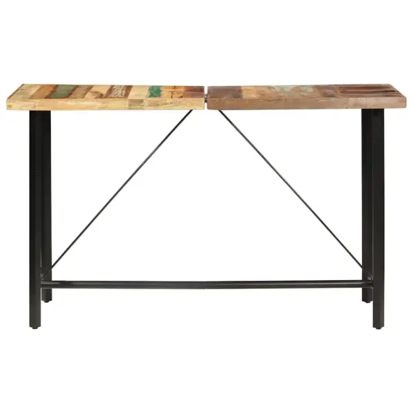 Tööstusliku stiiliga taaskasutatud puidust baarilaud musta terasraamiga, 180 x 70 x 107 cm – 2