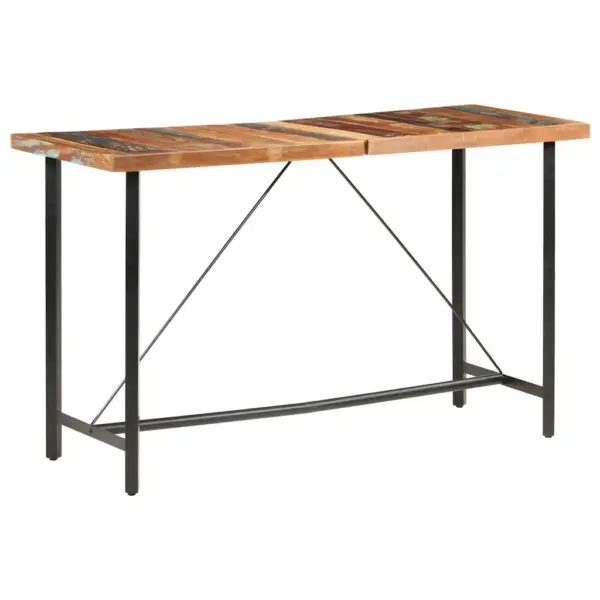 Tööstusliku stiiliga taaskasutatud puidust baarilaud musta terasraamiga, 180 x 70 x 107 cm – 11
