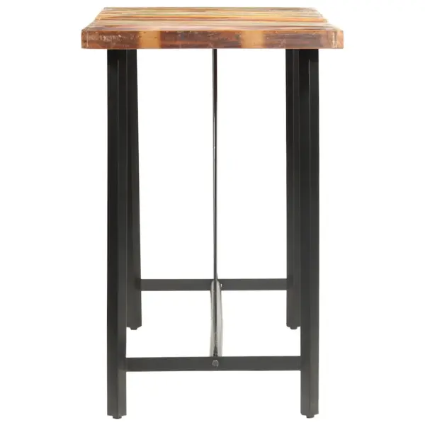 Tööstusliku stiiliga taaskasutatud puidust baarilaud musta terasraamiga, 180 x 70 x 107 cm – 3
